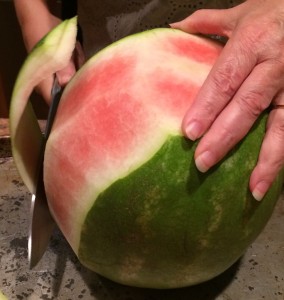 Slicing the watermelon